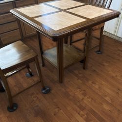 Wooden Table With 4 Chairs Counter Height 