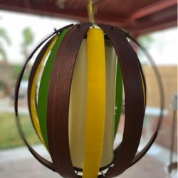 MCM Mid Century Vintage Danish Modern large bentwood 1960s plexi swag globe lamp light chain hanging