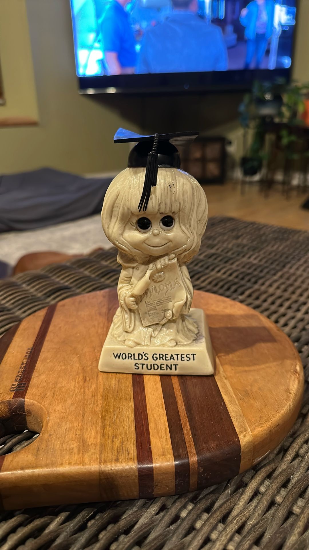 Rare Vintage 1979 Worlds Greatest Student Figurine Graduation Cap Gown Holding Diploma 5"