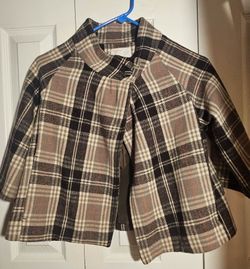 Cropped  wool jacket plaid size  M girls
