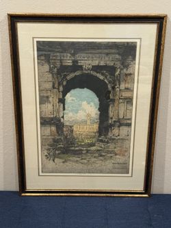 LUIGI KASIMIR (1(contact info removed)) Signed Original Color Etching/Aquatint "Arch of Titus"