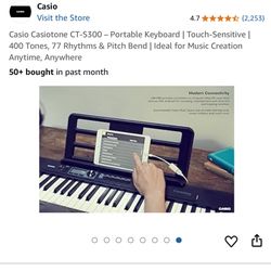Casio Casiotone CT-S300 – Portable Keyboard | Touch-Sensitive | 400 Tones, 77 Rhythms & Pitch Bend | Ideal for Music Creation Anytime, Anywhere