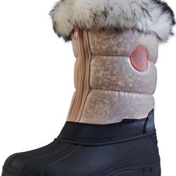 Women's Snow Boots Warm Faux Fur Lined Winter Mid-Calf Boots Waterproof Outdoor Cold Boots for Women