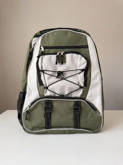 Hiking Backpack Daypack, Olive Green and White, Bungee Cord Front, Multi Pocket