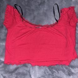 Red Off Shoulders Crop Top