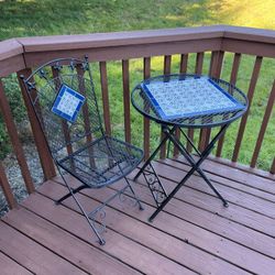 Two Piece Wrought Iron Folding Bistro Patio Set