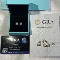 Moissanite Earrings 6.5mm 925 Silver 