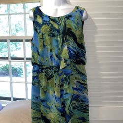 Green Blue Watercolor Dress 