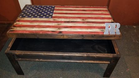 Custom concealment American flag coffee table