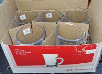 BlinkMax 6-Piece Glass Coffee Mug Set.