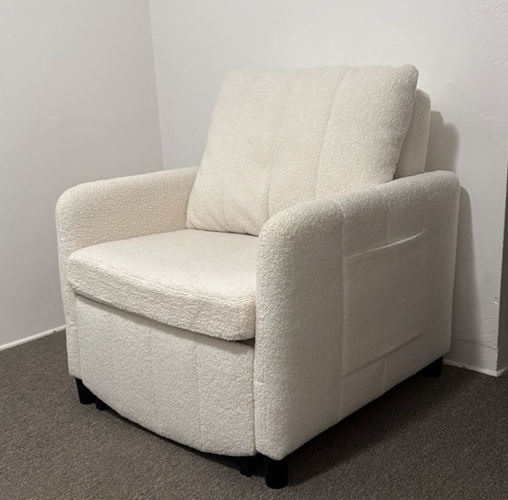3 In 1 White Folding Sofa Bed Convertible Sleeper Chair To Bed