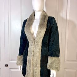 SZ M Jennyfer J Women’s Fur Collar Leather Jacket