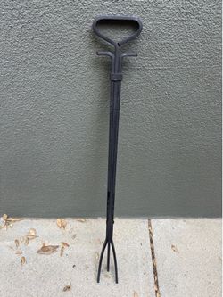 29” Sculptural Fireplace Tongs – Hand-Forged Wrought Iron - Matte Black