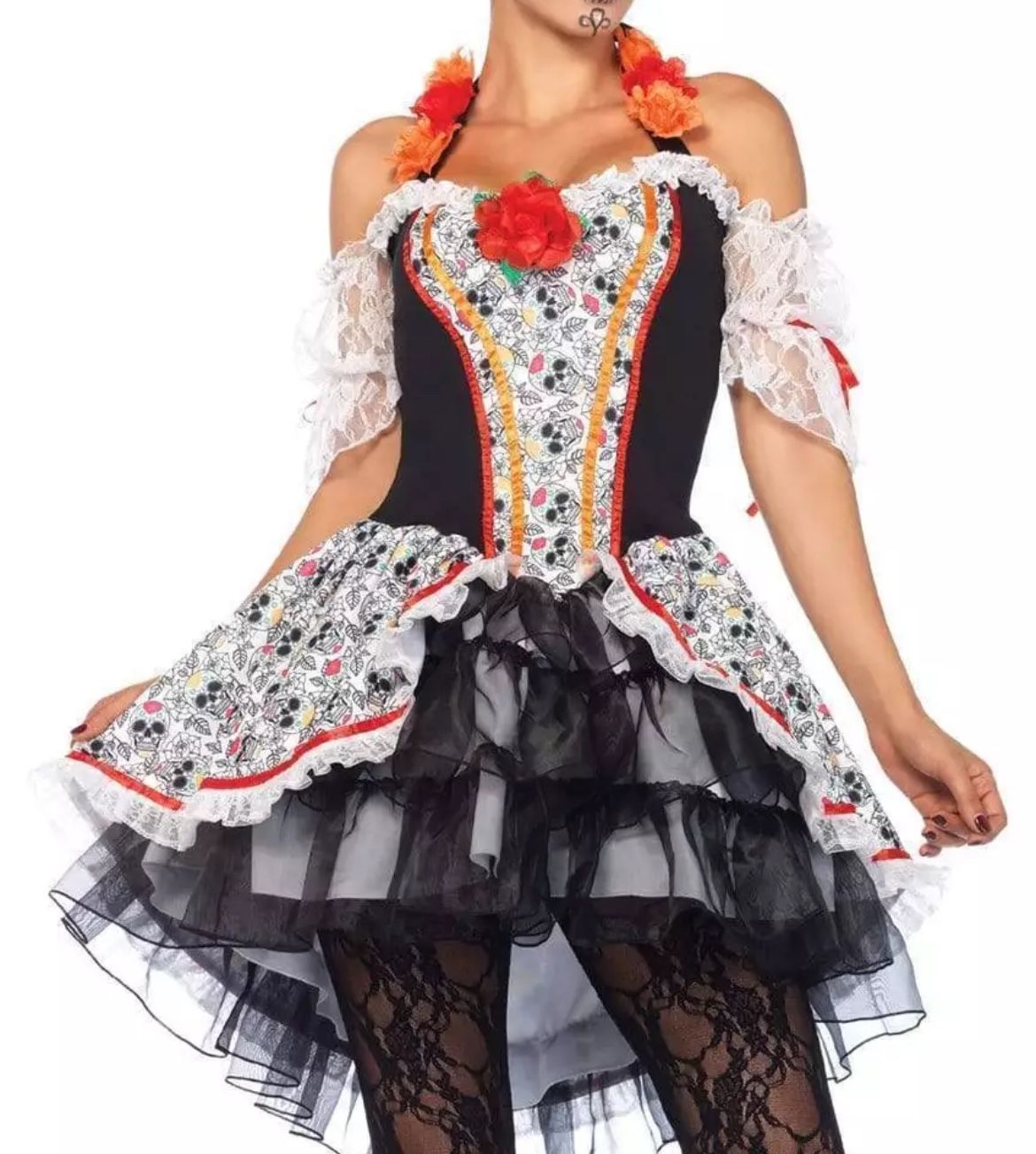 New Leg Avenue Sugar Skull Senorita Halloween Cosplay Costume Size 3/4X  