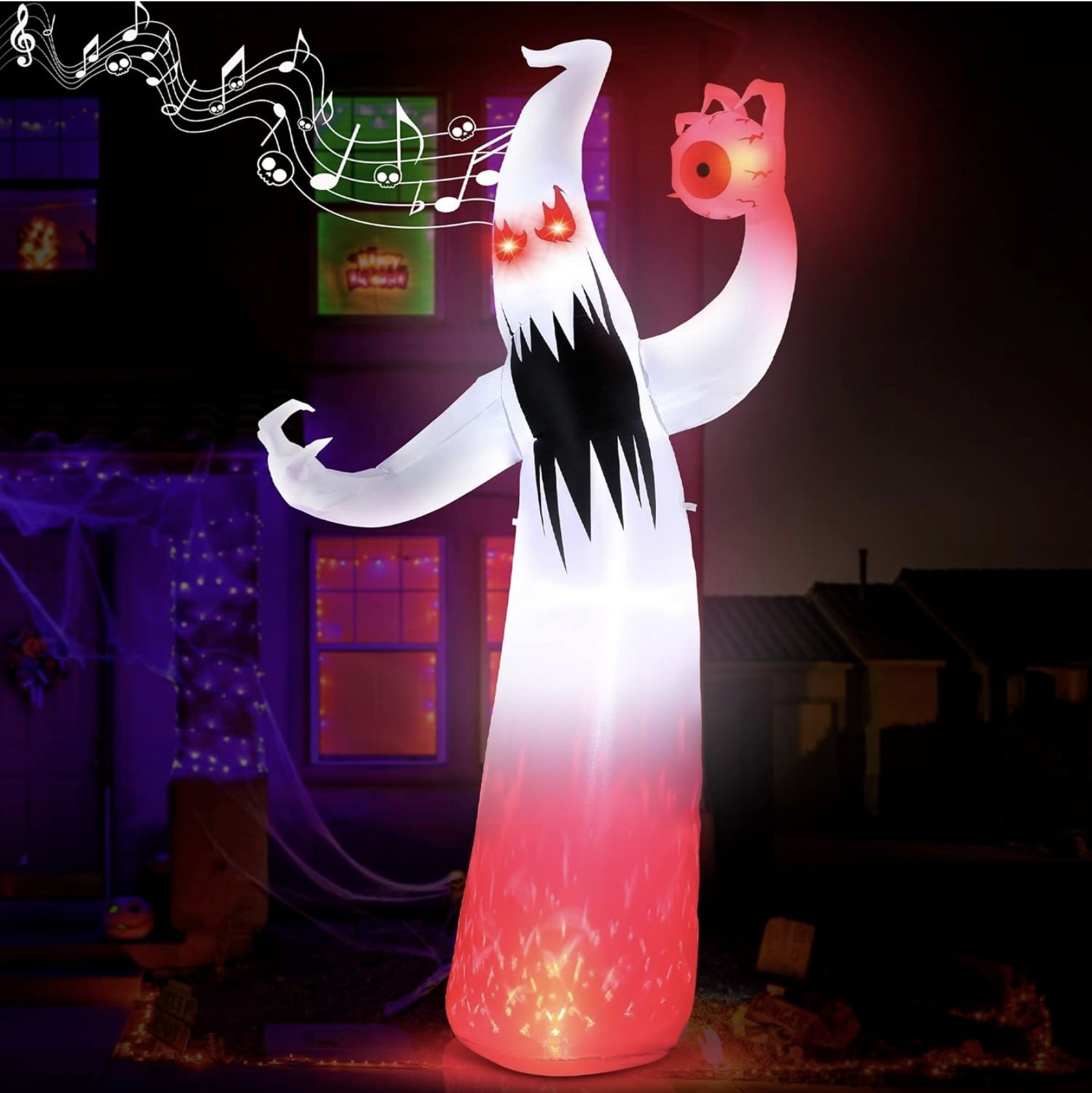 NEW Halloween 10FT Ghost with Sounds And Eyeball Airblown Inflatable 