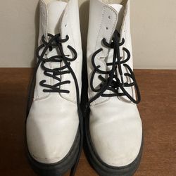 Size 8 white and black platform combat boots  From Forever 21 