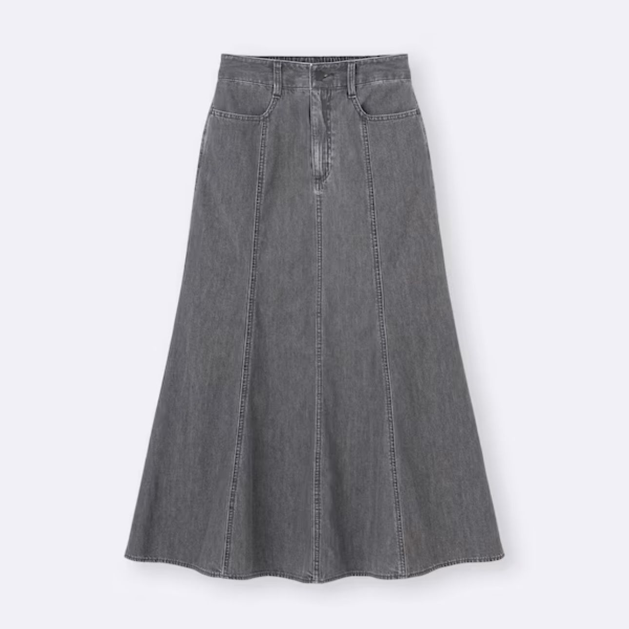 GU Japan Light Denim Flared Maxi Skirt