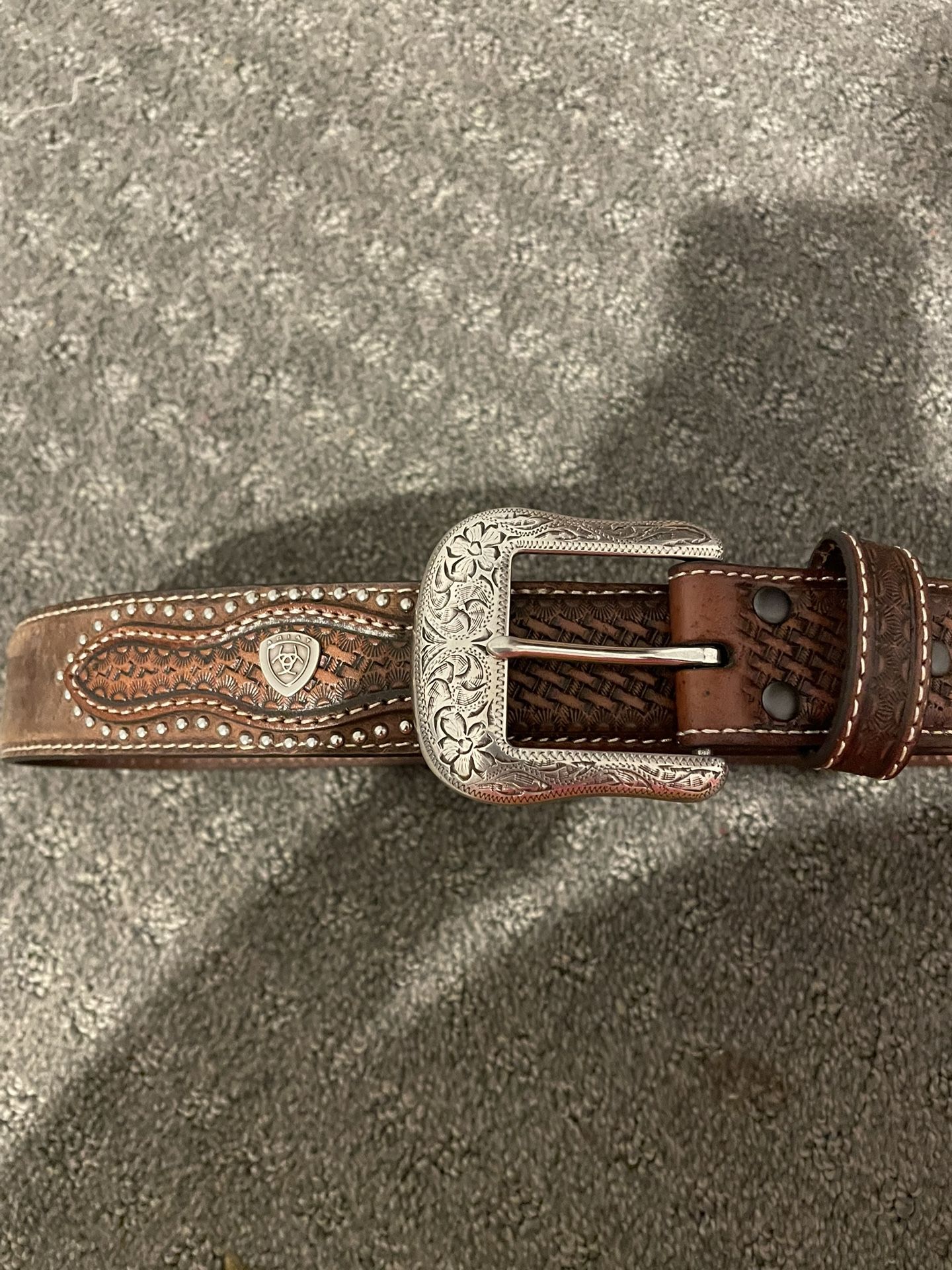 Ariat Belt Size women 36 Ariat Womens Floral Tooled Turquoise Inlay Leather Belt  main image 2