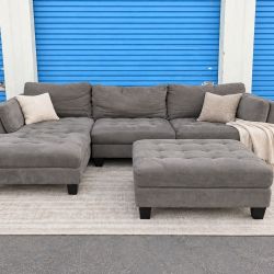 Black Sectional with Ottoman
