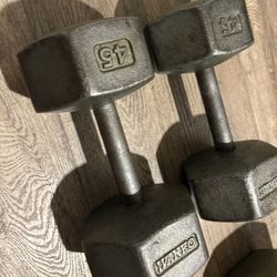 Vintage set.  (2) IVANKO Hex Dumbbells   45 lbs  Total: 110 lbs  $1.7 per pound.