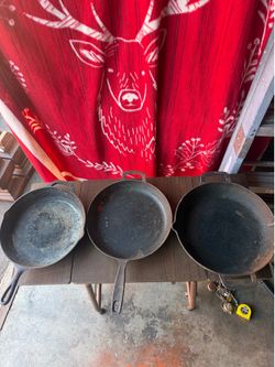 3-Piece Vintage Cast Iron Skillet Lot – Lodge & Cast Iron Cookware Set – 12” & 13”