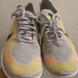 Nike Free 4.0 Flyknit Running Shoes Grey Black Volt, good condition size 12