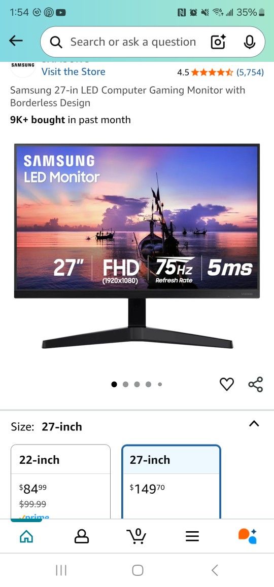 Samsung 27-in LED Computer Gaming Monitor with Borderless Design