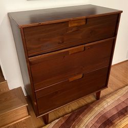 Wooden Mid Century Modern Three Drawer Dresser
