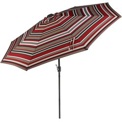Sunnydaze 9 ft Striped Patio Umbrella with Solar Lights