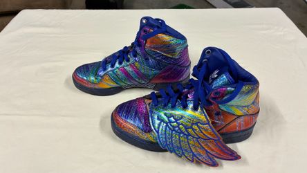 Vintage Adidas Jeremy Scott Wings Rainbow Foil Sneakers Size 5.5