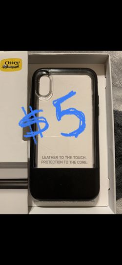 USED OTTERBOX IPHONE XS/X CASES - $5 EACH Used Otterbox Statement Case for IPhone XS/X Clear with Black Leather Used Otterbox Statement Case for I