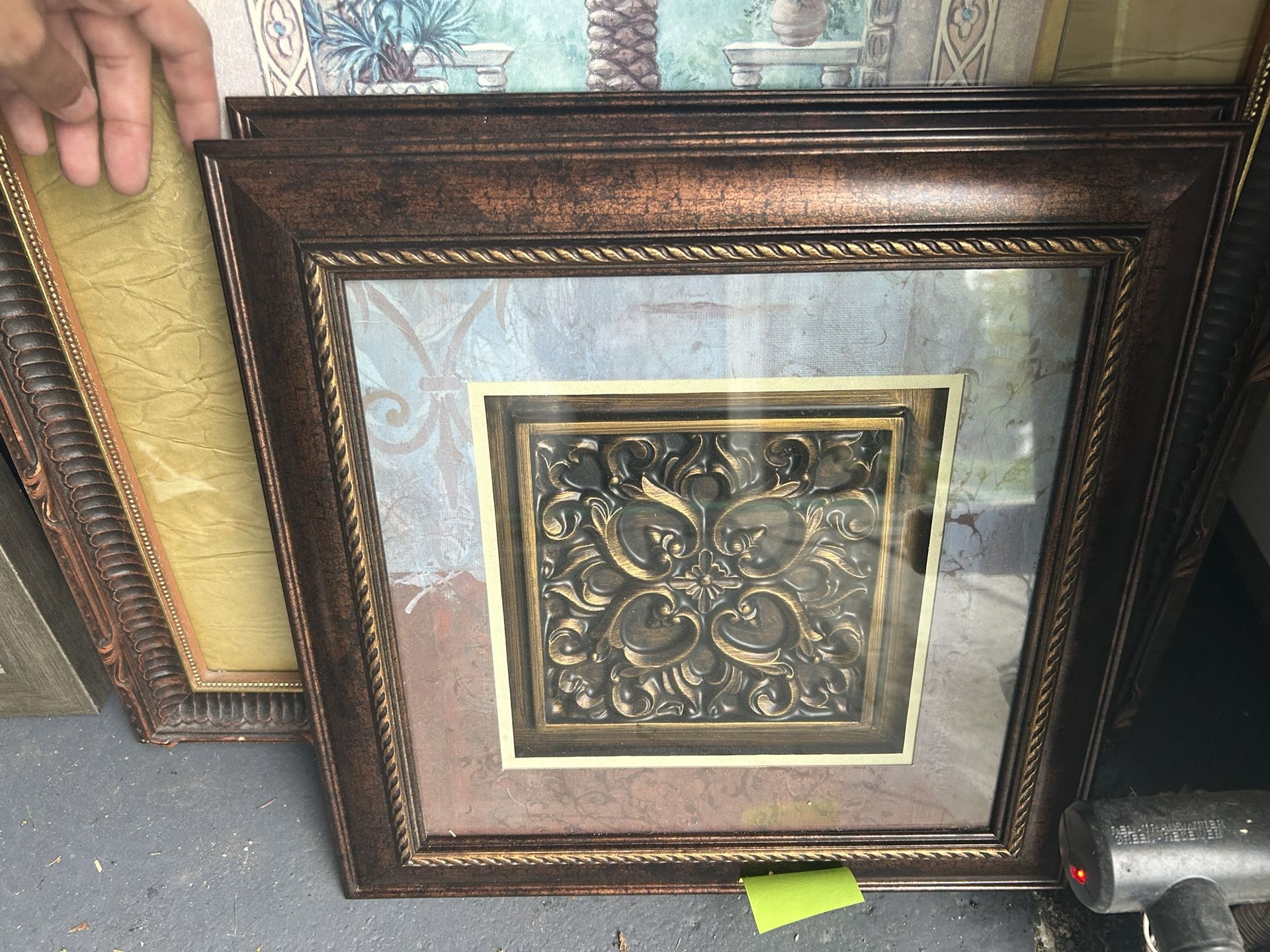 Glass Framed Medallion Wall Decor, 16"