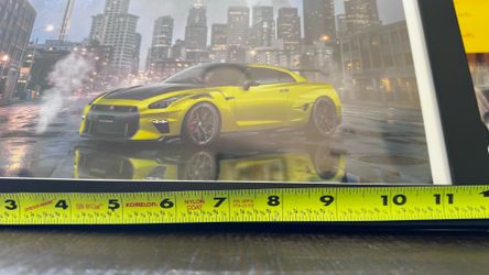 Godzilla and Nissan GT-R Seattle Skyline Framed Art Print
