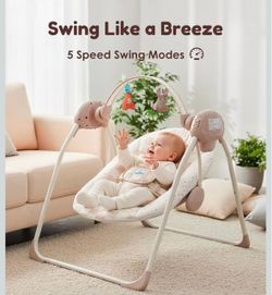 NEW Baby Swings for Infants, Tiny Marvels Foldable Swing with Music,0-9M, 20lbs