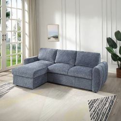Nuriel Blue Reversible Sectional Sofa W/Sleeper & Storage
