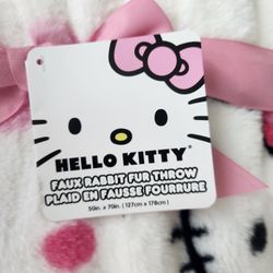 Hello Kitty Faux Rabbit Fur Throw * New*