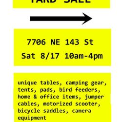 Yard Sale Sat 8/17  10am-4pm  Finn Hill Kirkland 