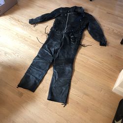 Vintage 1980s one piece leather motorcycle riding suit