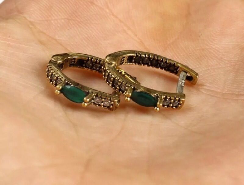 925 Sterling Silver, Emerald Topaz Earrings