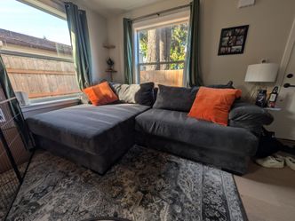 Slate gray comfy sectional couch