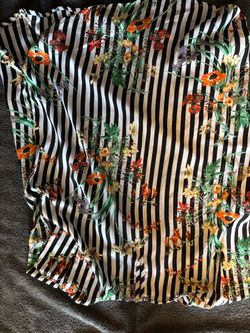 Black and White Striped Floral Top