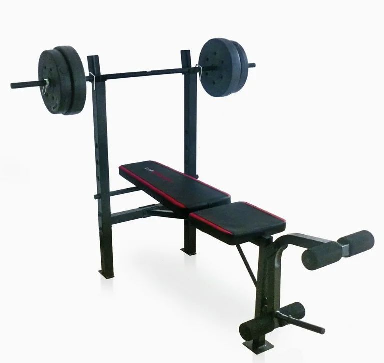 CAP Strength Adjustable Standard Combo Weight Bench with Rack &Leg Extension and 90 lb. Vinyl Weight