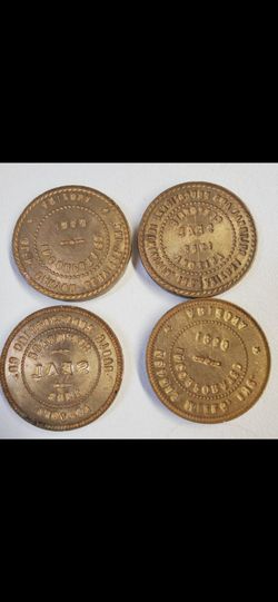 4 brass vintage notary stamps