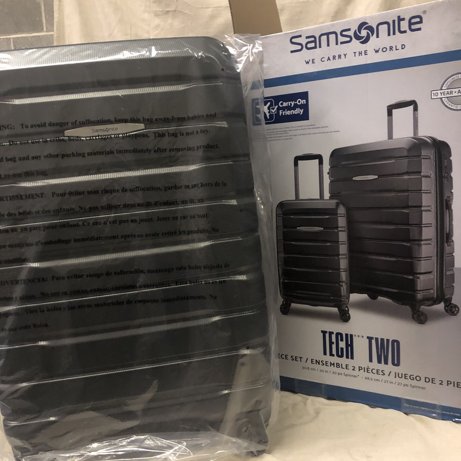 SAMSONITE 2 PIECE SET- GREY- CARRY ON & CHECK IN