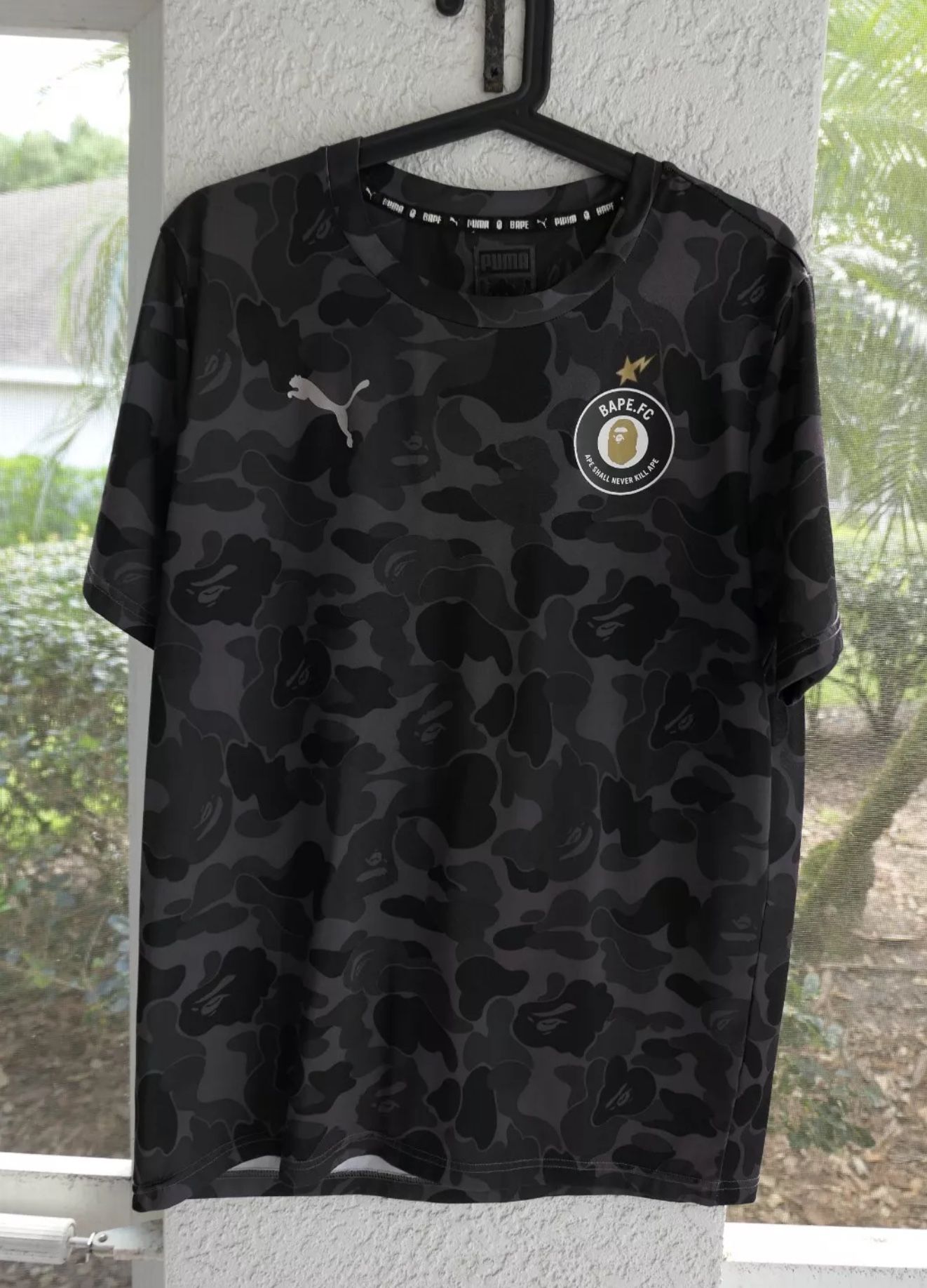 Puma Bape Bathing Ape Camo Soccer Football Jersey Hoodie Size M Mens