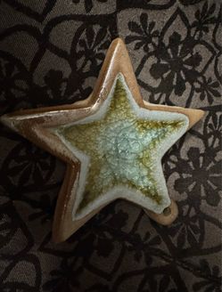Ceramic Star Ornament with Glaze Detail $28.00 each
