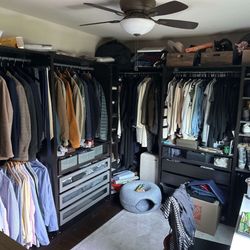 IKEA PAX Modular Wardrobe with KOMPLEMENT Drawers and Shelving