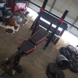 Weight Lifting Bench Olympic Bar Included 