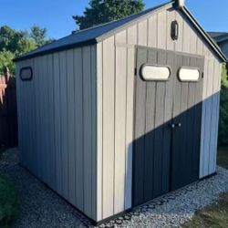 8*10ft resin plastic storage shed for backyard garden big spire Tool storage