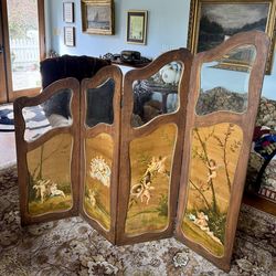 Antique Victorian-Period French 4-Fold Privacy Screen